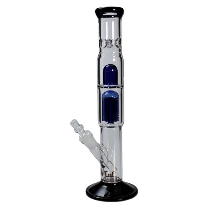 Black Leaf - Dome Perc and 6-arm Perc Glass Ice Bong - Blue and Black