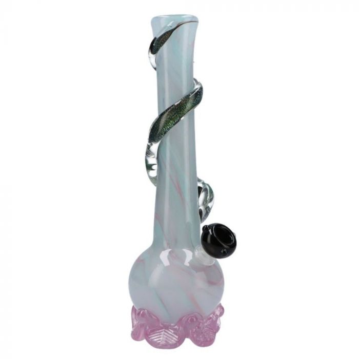 Noble Glass Celadon Glass Bong with Dichro Wrap | 14 Inch