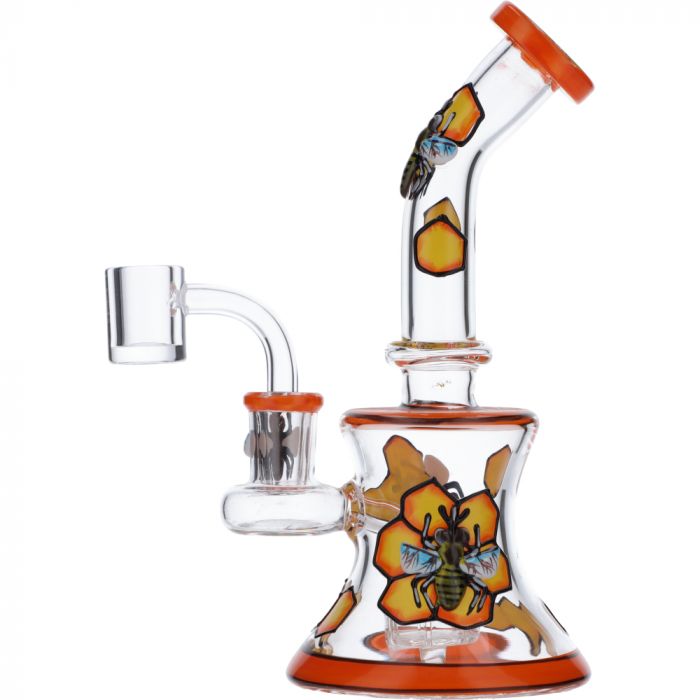 Honey Bee Hourglass Dab Rig with Showerhead Perc