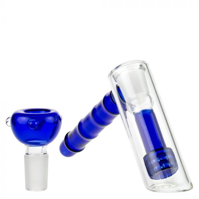 7 Premium Blue Glass Hammer Bubbler w/ Percolator
