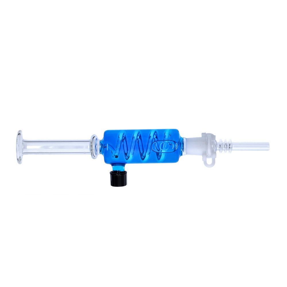 Frozen Nectar Collector Kit: Freezable Glycerin Dab Straw - Aqua and White  - Quartz Banger