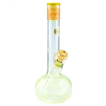 Jerome Baker Designs Fumed Keiki Glass Bubble Base Bong | Yellow & Orange - Side View 1