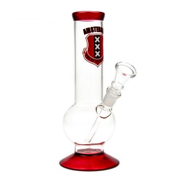 Amsterdam Bubble Base Glass Bong | Red - Side View 1