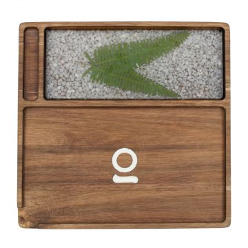 ONGROK Natural Acacia Wood Rolling Tray | Leaf