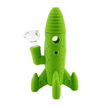 Cloud 8 Rocket Ship Silicone & Glass Water Pipe | Green