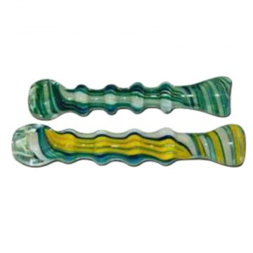 3.75" Ribbed Twisted Stripe Pattern Glass Taster