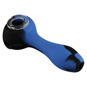Unbreakable Classic Silicone Hand Pipe | Blue and black
