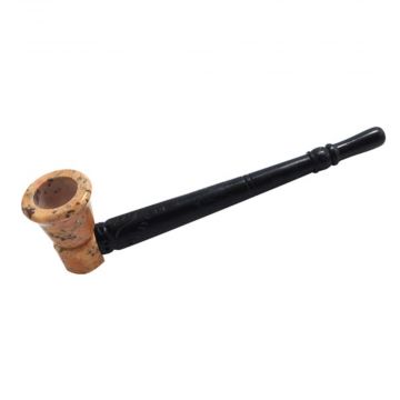6 Inch Stone Pipe w/ Wooden Stem
