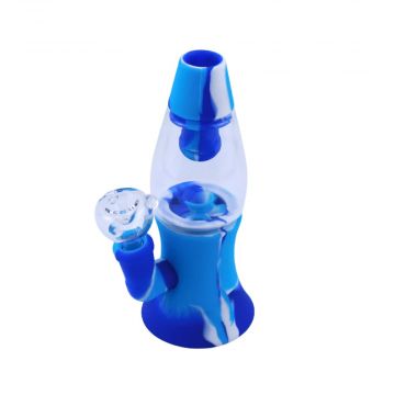Cloud 8 Lava Lamp Silicone & Glass Water Pipe | White Blue