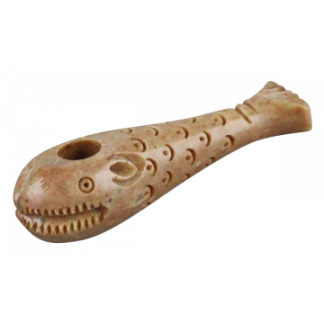 Stone Carved Whale Hand Pipe | Side View