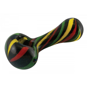 Spoon Pipe With Rasta Colored Stripes