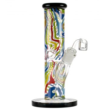 Famous Brandz Straight Glass Dab Rig with Ice Notches | Amnesia - Side View 1