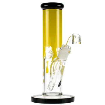 Famous Brandz Straight Glass Dab Rig with Ice Notches | Surrender - Side View 1