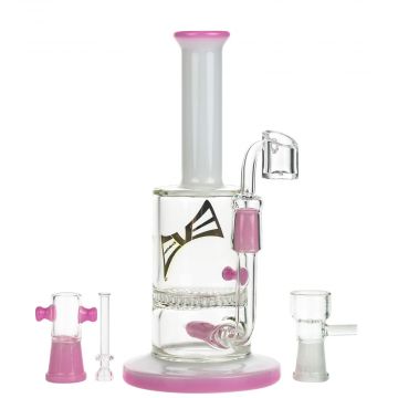 Evolution Squall Glass Hybrid Double Perc Dab Rig | Red - Complete Set 