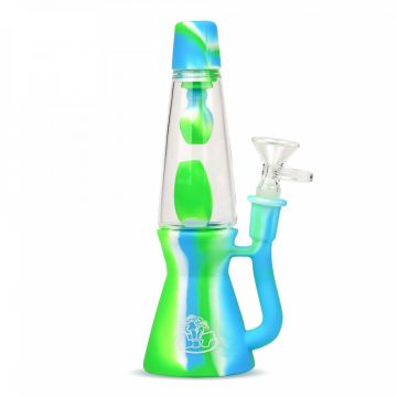 Lava Lamp Silicone Water Pipe | Blue/Green