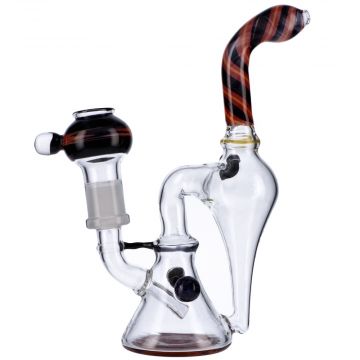 Cyclone Recycler Bubbler | 7 Inches | Black Red Yellow | side view 1