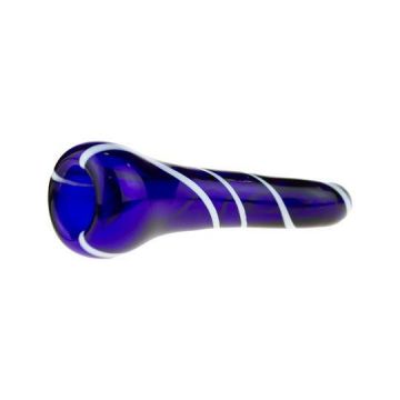 Glass One Hitter Pipe with White Stripes | Blue