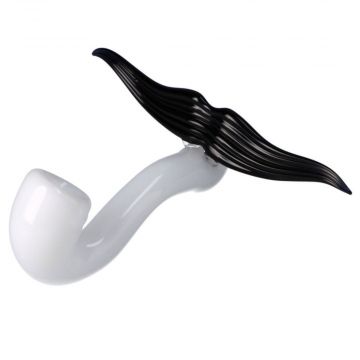 Mustache White Glass Sherlock Pipe | Black | 1