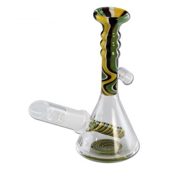 Black Leaf Colored Swirl Mini Dab Rig with Nail | Green | front view