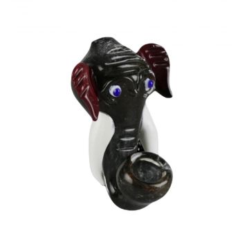 Fritted Glass Sherlock Pipe - Elephant Head