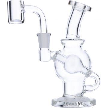 Mini Clear Bent Neck Recycler Dab Rig with Ball Perc | Side view 1