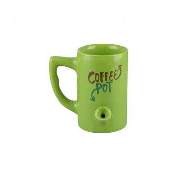 "Coffee Pot" Smokable Wake & Bake Ceramic Mug Pipe | Coffee Pot