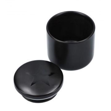 Famous X Ceramic Stash Jar With Lid | Black | 200ml | open lid