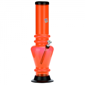 Acrylic Straight Vase Bong with Carb Hole and Marias | Orange - Side view 1