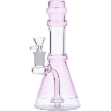 Beaker Base Bubbler with Fixed Diffuser Downstem | Pink | Side View 1