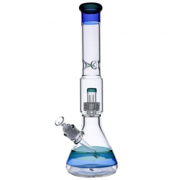 Beaker Base Ice Bong with Drum Perc | 15.7 Inch | Green | Side view 1