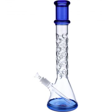 Beaker Base Bong with Textured Neck | 16.5 Inch | Blue | Side view 1
