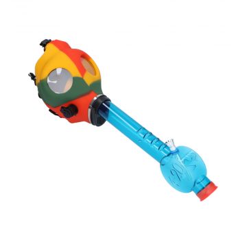 Silicone Rasta Gas Mask Bong with Acrylic Bubble Tube