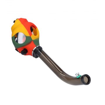 Silicone Gas Mask Bong with Bent Acrylic Tube | Rasta