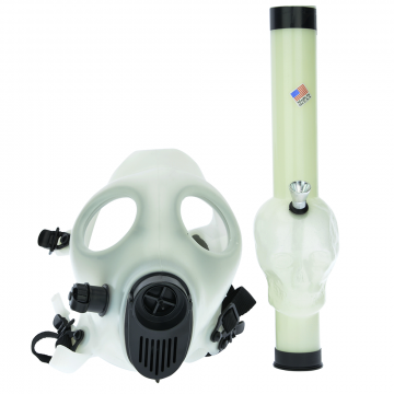Gas Mask Bong with Acrylic Skull Tube | Glow in the Dark
