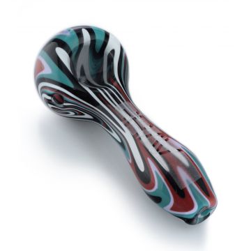 Grav Labs Classic WigWag Spoon Pipe | teal/red | side view 1