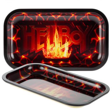Hellboy Aluminum Rolling Tray | Flaming Lava | Medium