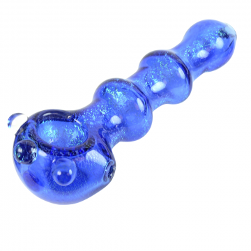 Glassheads Blue Dichro Spoon Pipe with Marbles and Maria's