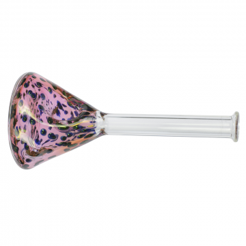 UPC Inside-Out Fumed Beaker Spoon Pipe with Oily Cobalt Drops on Bowl - Left Side View 