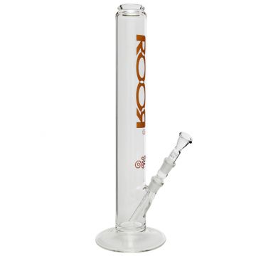 ROOR Zumo Straight Cylinder Glass Bong | Orange Logo - Side View 1