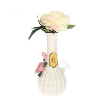 My Bud Vase Rose Porcelain Vase Water Pipe | Pink | side view 1