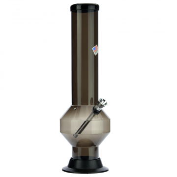 Acrylic Straight Polygon Base Bong with Carb Hole | Black - Side view 1