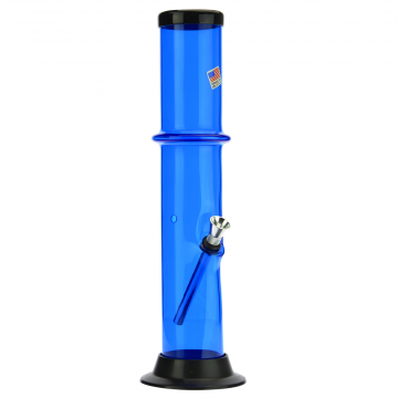Acrylic Straight Tube Bong with Maria and Carb Hole | Blue - Side view 1