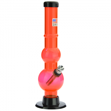 Acrylic Straight Double Bubble Bong with Maria | Orange - Side view 1