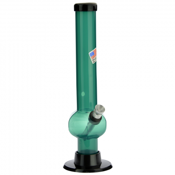 Acrylic Straight Hexagonal Base Bong with Carb Hole | Teal - Side view 1