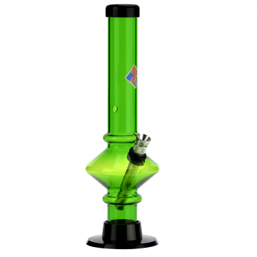 Acrylic Straight Tube UFO Base Bong with Marias | Green - Side view 1