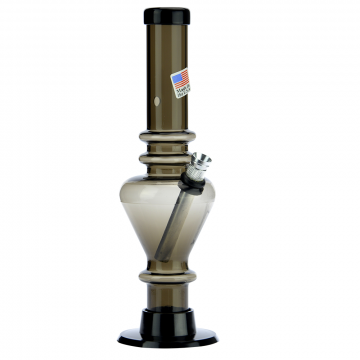 Acrylic Straight Vase Bong with Carb Hole and Marias | Black - Side view 1