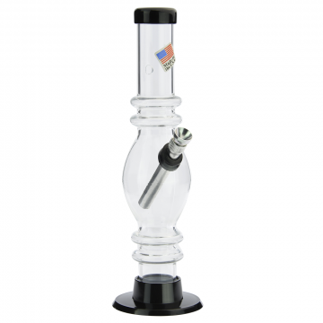 Acrylic Straight Tube Egg Bong with Marias | Clear - Side view 1
