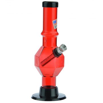 Acrylic Straight Tube Bubble Base Mini Bong with Maria | Red - Side View 1