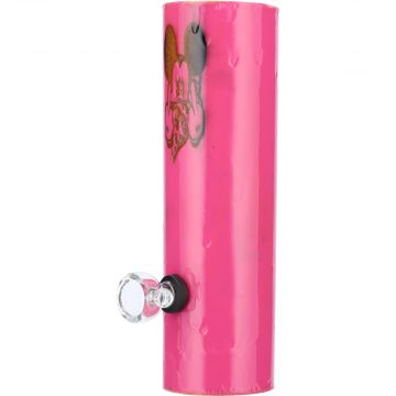 Bamboo Steamroller Pipe with Design | Pink | Side view 1