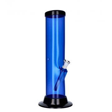 Acrylic Bong with Straight Tube and Carb Hole | 9 Inch | Blue | side view 1